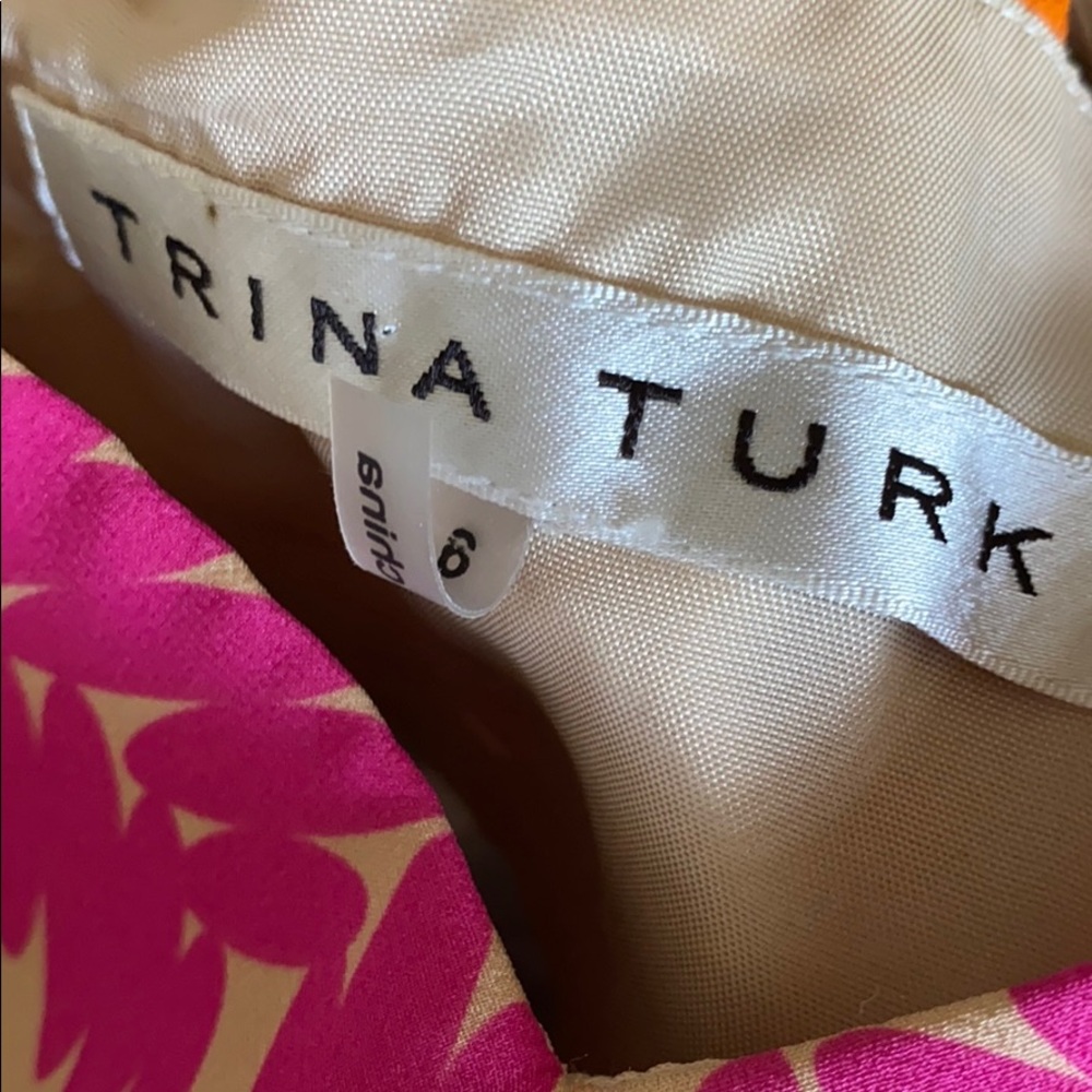 Trina Turk EUC Gypsum cut out silk orange/hot pink dress, size 6 - Picture 8 of 15